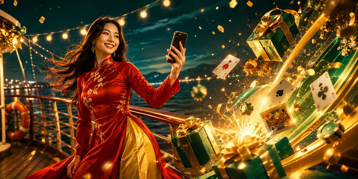 Người chơi bài tại Đà Lạt mặc áo dài trải nghiệm game bài qua ứng dụng di động