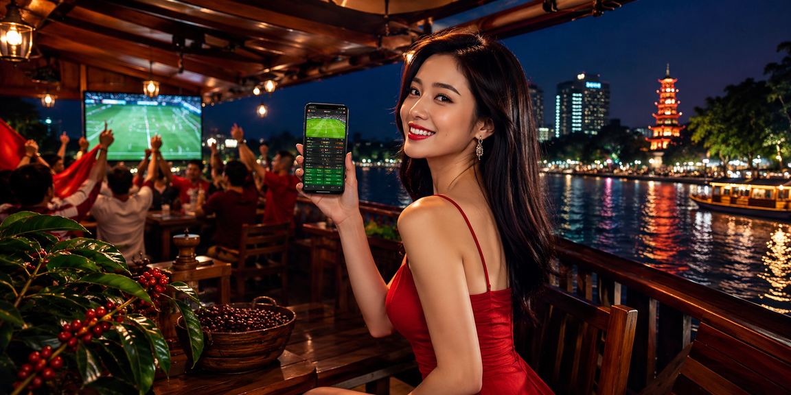 Người dùng Hà Nội kiểm tra bảo mật tài khoản xổ số trực tuyến qua điện thoại bên cà phê