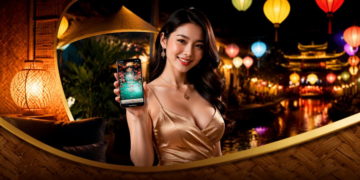 Người chơi tại Huế sử dụng điện thoại di động truy cập casino trực tuyến với chiếc nón lá truyền thống