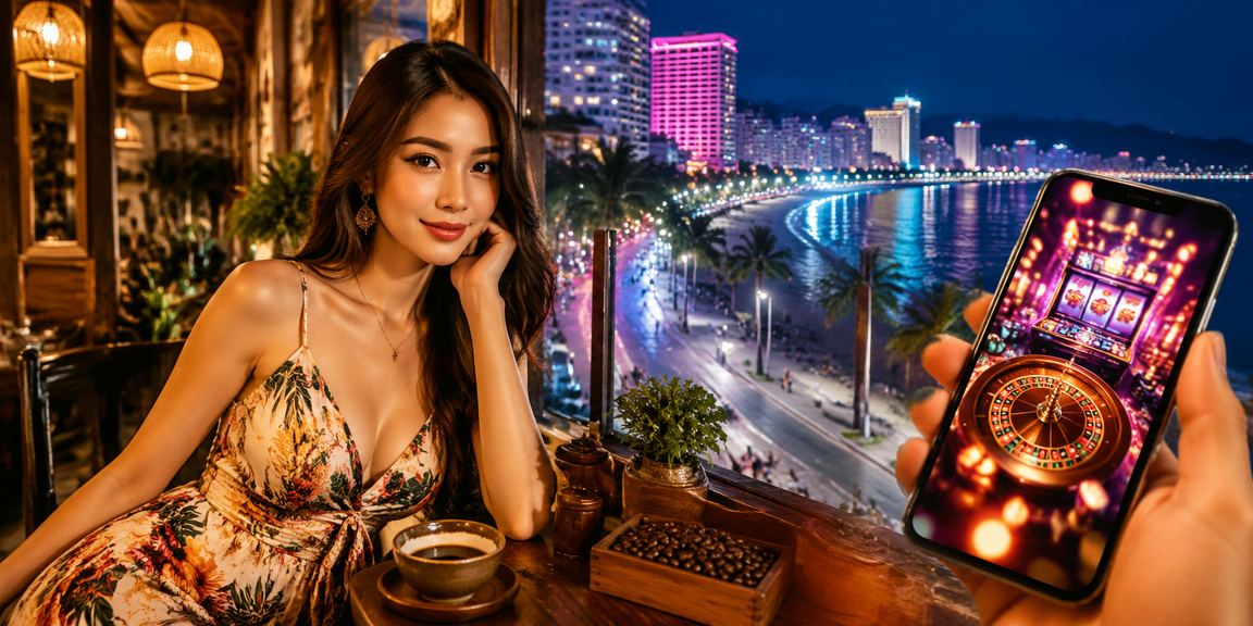 Người dùng tại Nha Trang uống cà phê và trải nghiệm casino di động một cách an toàn qua điện thoại