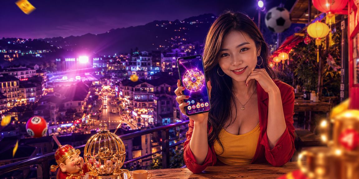 Người dùng tại Sa Pa uống cà phê và theo dõi khuyến mãi xổ số cuối tuần qua điện thoại